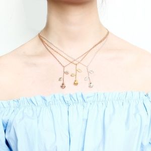 Rose Gold Silver Flower Pendant Necklace